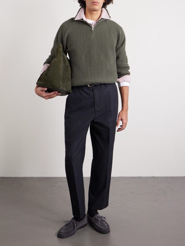 Slim-Fit Cotton-Blend Trousers - OU Slim-Fit Cotton-Blend Trousers - OU