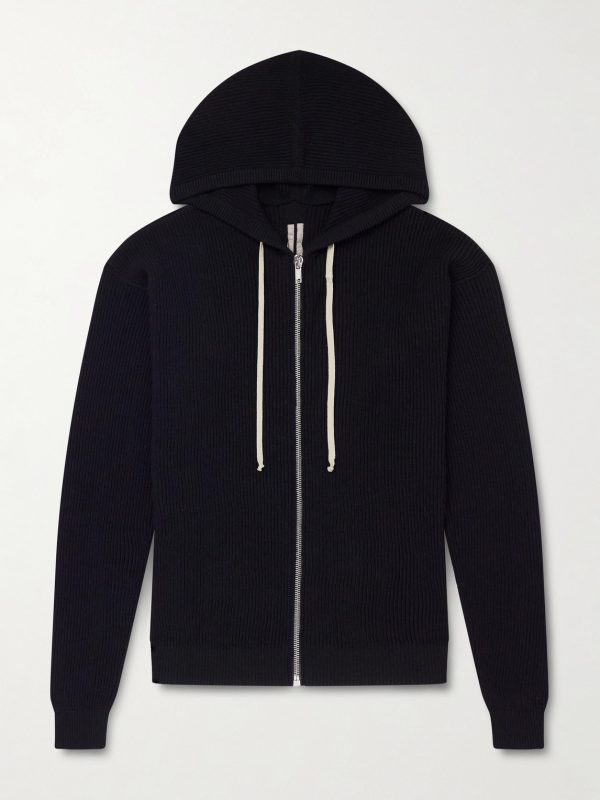 Ribbed Virgin Wool Zip-Up Hoodie Ribbed Virgin Wool Zip-Up Hoodie