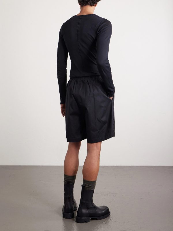 Straight-Leg Cotton-Blend Poplin Shorts - BK Straight-Leg Cotton-Blend Poplin Shorts - BK