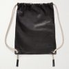 Embellished Leather Drawstring Backpack - BK