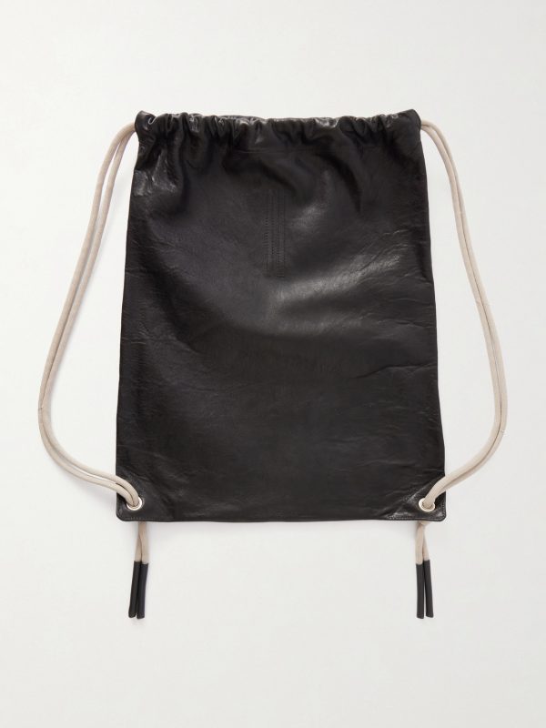 Embellished Leather Drawstring Backpack - BK