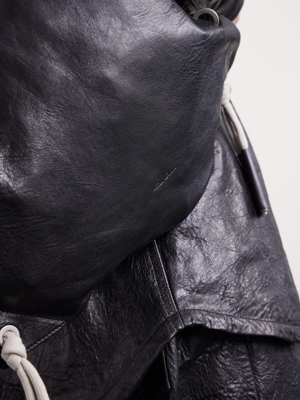 Embellished Leather Drawstring Backpack - E2