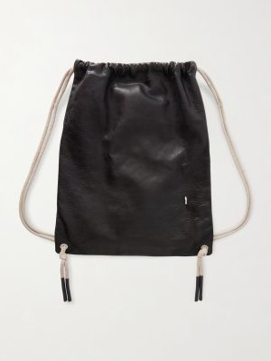 Embellished Leather Drawstring Backpack