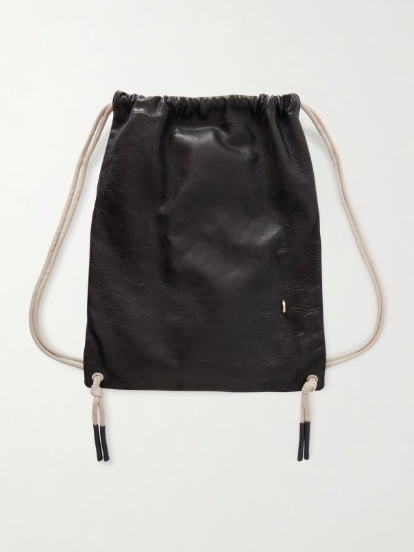 Embellished Leather Drawstring Backpack