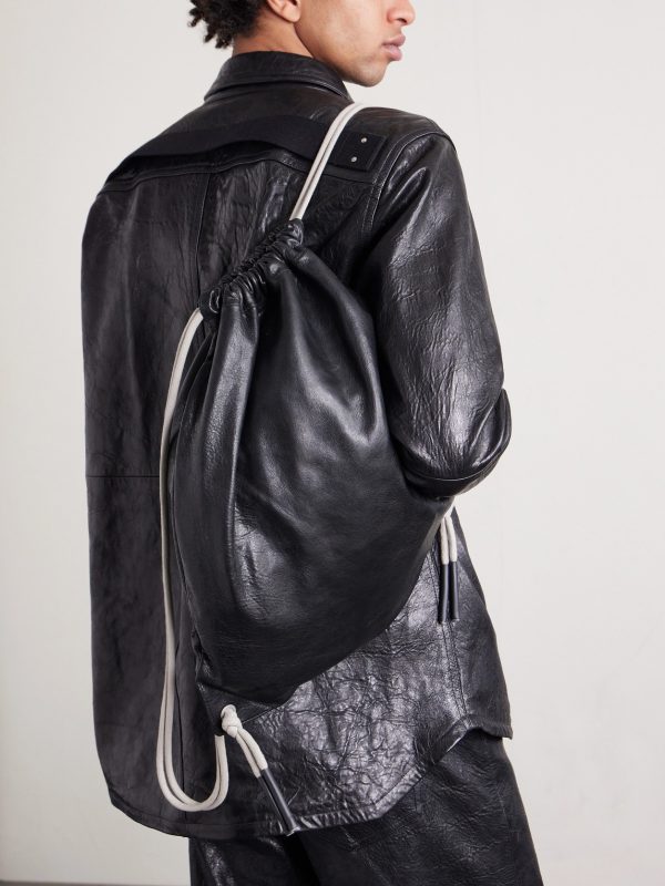 Embellished Leather Drawstring Backpack - OU