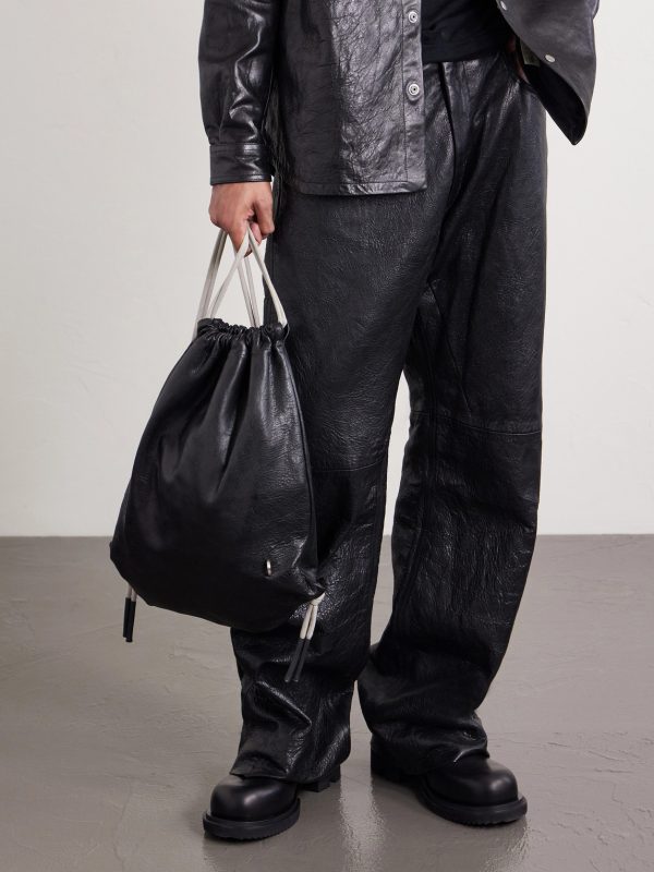 Embellished Leather Drawstring Backpack - OU2