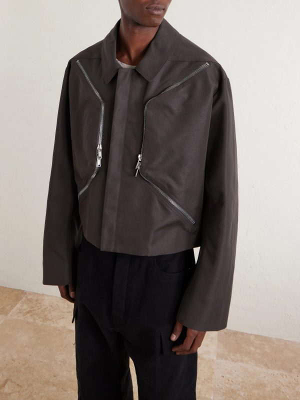 Temple Heizer Mac Oversized Cotton-Blend Satin Jacket - FR Temple Heizer Mac Oversized Cotton-Blend Satin Jacket - FR