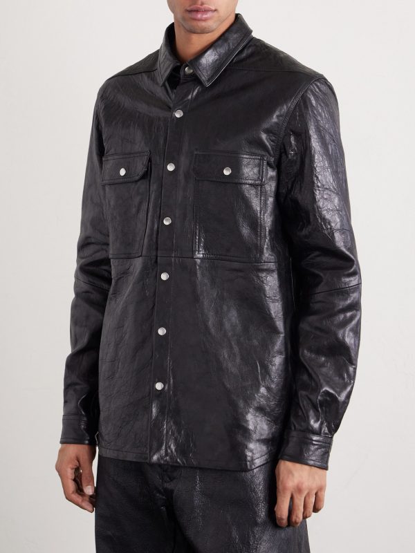 Textured Leather Overshirt - FR Textured Leather Overshirt - FR