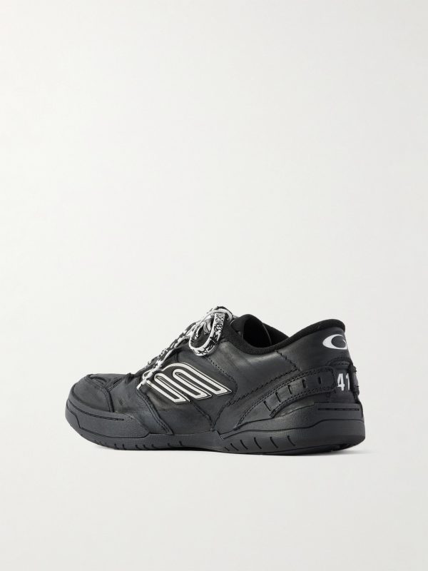 Hamptons Logo-Appliquéd Distressed Leather Sneakers - BK Hamptons Logo-Appliquéd Distressed Leather Sneakers - BK