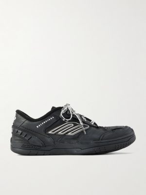 Hamptons Logo-Appliquéd Distressed Leather Sneakers Hamptons Logo-Appliquéd Distressed Leather Sneakers