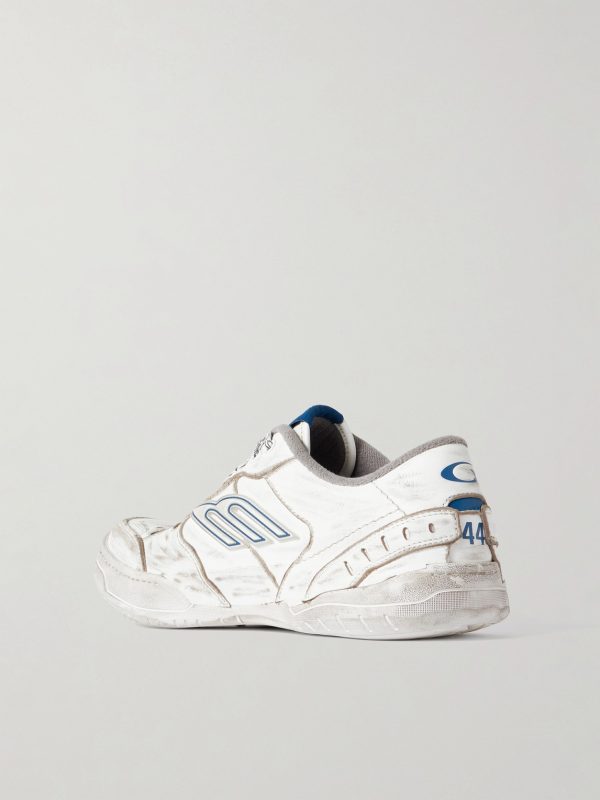 Hamptons Logo-Appliquéd Distressed Leather Sneakers - BK Hamptons Logo-Appliquéd Distressed Leather Sneakers - BK