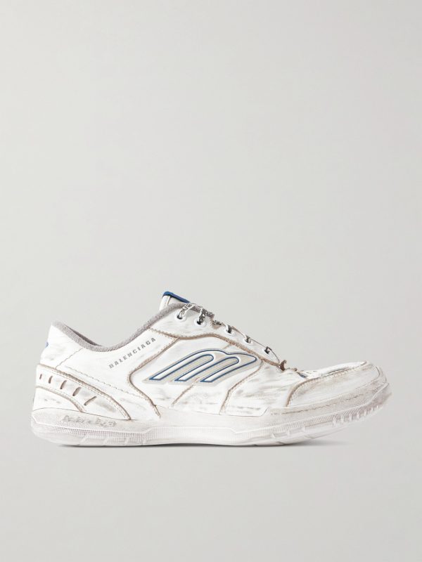 Hamptons Logo-Appliquéd Distressed Leather Sneakers Hamptons Logo-Appliquéd Distressed Leather Sneakers