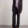 Wide-Leg Pleated Embroidered Wool-Flannel Trousers - OU