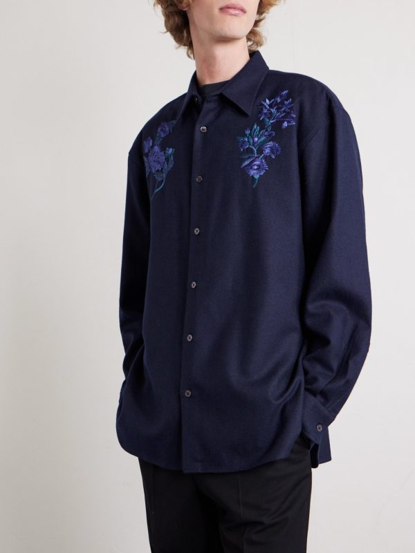Embroidered Wool-Flannel Shirt - FR Embroidered Wool-Flannel Shirt - FR