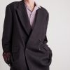 Double-Breasted Embroidered Wool-Flannel Blazer - FR Double-Breasted Embroidered Wool-Flannel Blazer - FR