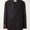 Double-Breasted Embroidered Wool-Flannel Blazer Double-Breasted Embroidered Wool-Flannel Blazer