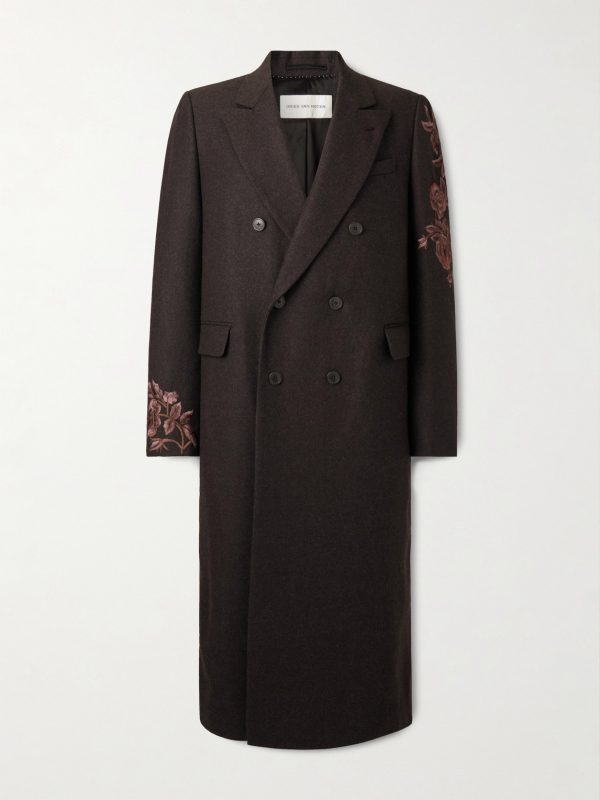 Double-Breasted Embroidered Wool-Flannel Coat Double-Breasted Embroidered Wool-Flannel Coat
