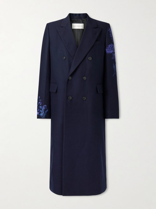 Double-Breasted Embroidered Wool-Flannel Coat Double-Breasted Embroidered Wool-Flannel Coat