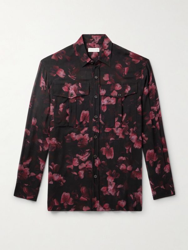 Floral-Print Crepe Shirt