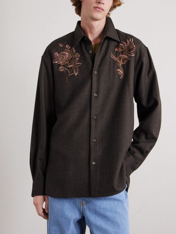 Embroidered Wool-Flannel Shirt - FR Embroidered Wool-Flannel Shirt - FR