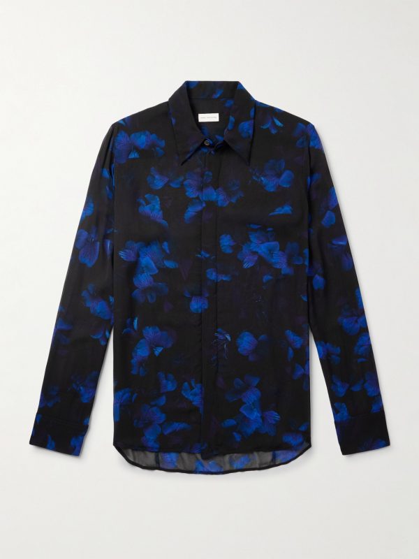 Floral-Print Crepe Shirt