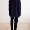 Double-Breasted Embroidered Wool-Flannel Blazer - BK