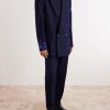 Double-Breasted Embroidered Wool-Flannel Blazer - OU