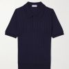 Ribbed Wool and Cotton-Blend Polo Shirt Ribbed Wool and Cotton-Blend Polo Shirt