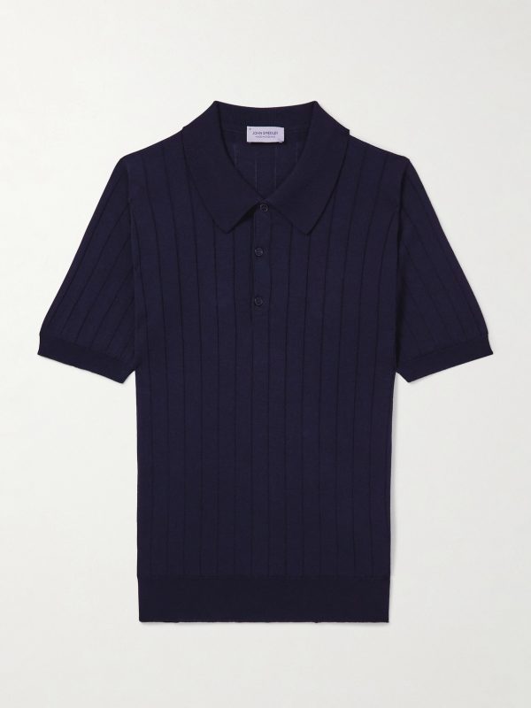 Ribbed Wool and Cotton-Blend Polo Shirt Ribbed Wool and Cotton-Blend Polo Shirt