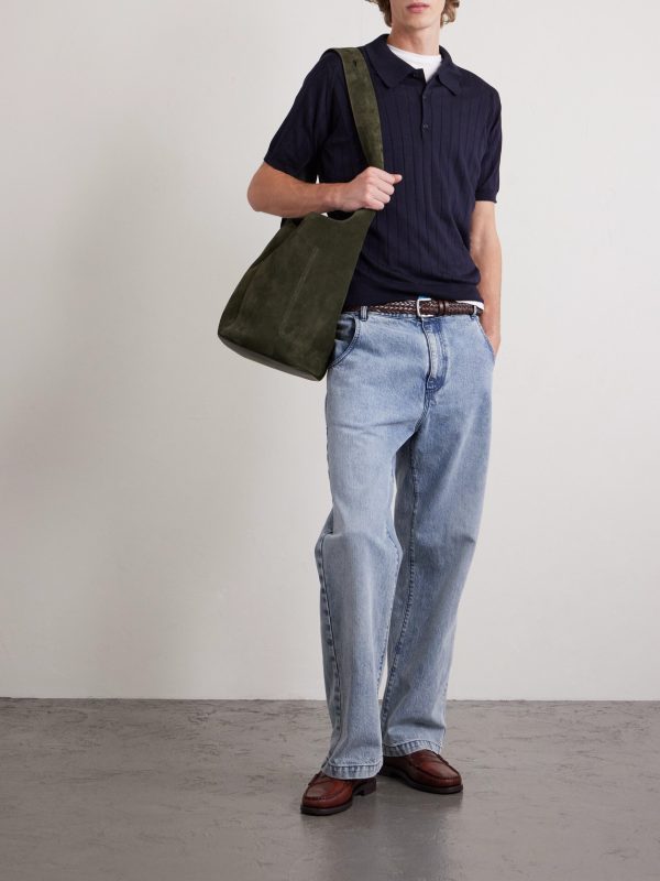 Ribbed Wool and Cotton-Blend Polo Shirt - OU Ribbed Wool and Cotton-Blend Polo Shirt - OU