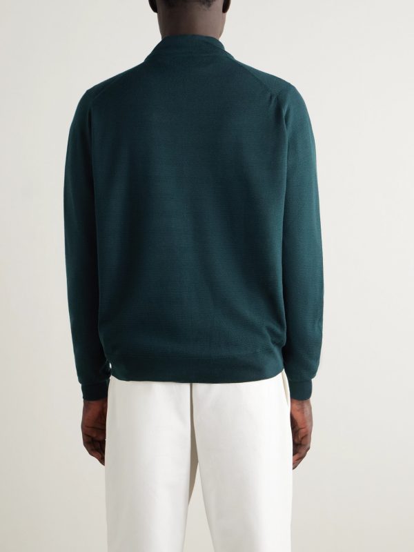 16.Singular Merino Wool Zip-Up Cardigan - BK 16.Singular Merino Wool Zip-Up Cardigan - BK