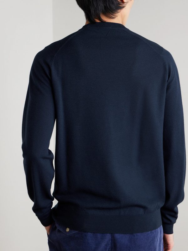 Honeycomb-Knit Merino Wool Sweater - BK Honeycomb-Knit Merino Wool Sweater - BK