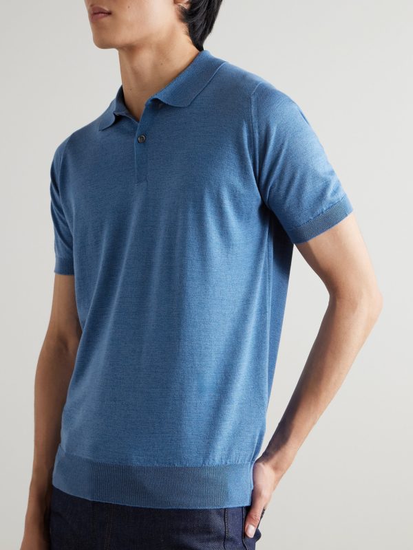 Leyburn Merino Wool and Sea Island Cotton-Blend Gauze Polo Shirt - FR Leyburn Merino Wool and Sea Island Cotton-Blend Gauze Polo Shirt - FR