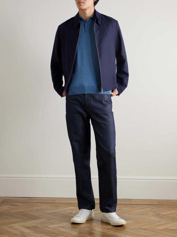 Leyburn Merino Wool and Sea Island Cotton-Blend Gauze Polo Shirt - OU Leyburn Merino Wool and Sea Island Cotton-Blend Gauze Polo Shirt - OU