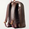 Logo-Debossed Full-Grain Leather Backpack - BK