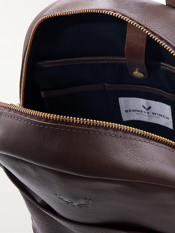 Logo-Debossed Full-Grain Leather Backpack - E1