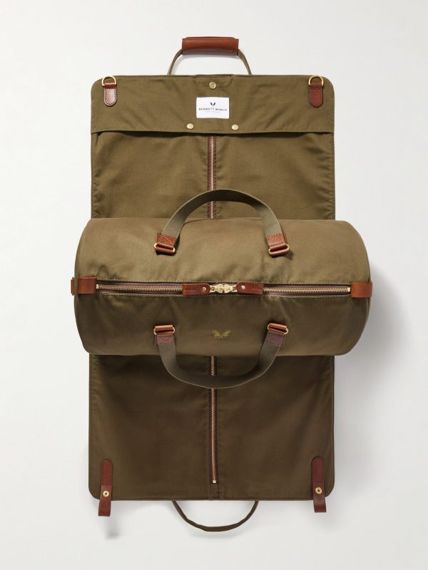 Leather-Trimmed Cotton-Canvas Suit Carrier and Holdall - E2 Leather-Trimmed Cotton-Canvas Suit Carrier and Holdall - E2