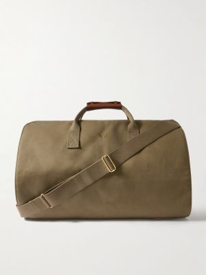 Leather-Trimmed Cotton-Canvas Suit Carrier and Holdall Leather-Trimmed Cotton-Canvas Suit Carrier and Holdall