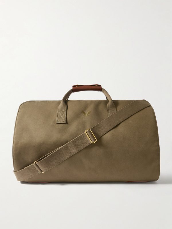 Leather-Trimmed Cotton-Canvas Suit Carrier and Holdall Leather-Trimmed Cotton-Canvas Suit Carrier and Holdall