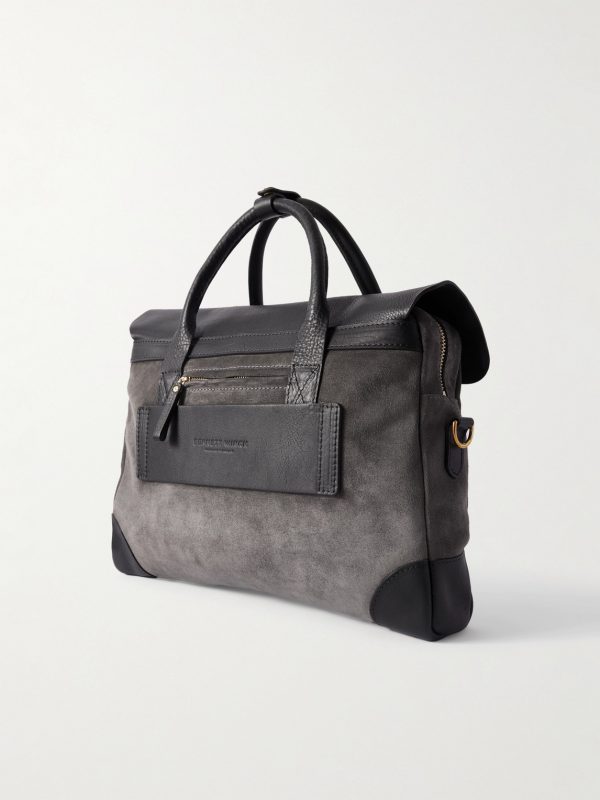 Suede and Leather Briefcase - BK Suede and Leather Briefcase - BK