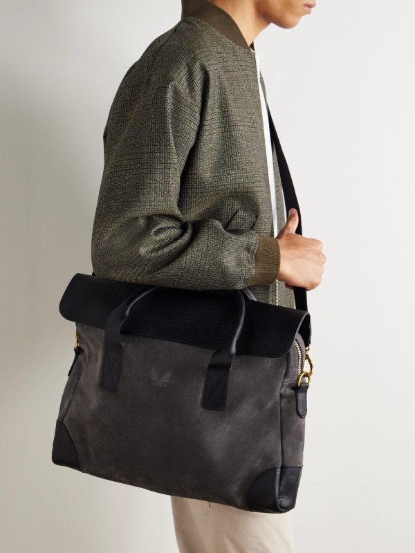 Suede and Leather Briefcase - OU Suede and Leather Briefcase - OU