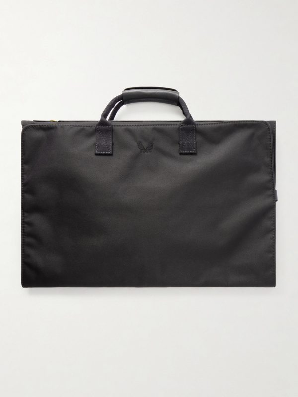Trifold Leather-Trimmed Cotton-Canvas Suit Carrier - BK