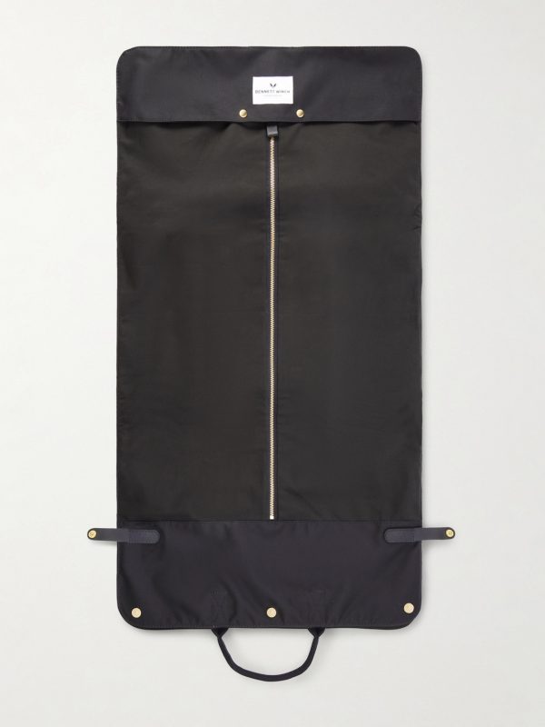 Trifold Leather-Trimmed Cotton-Canvas Suit Carrier - E1