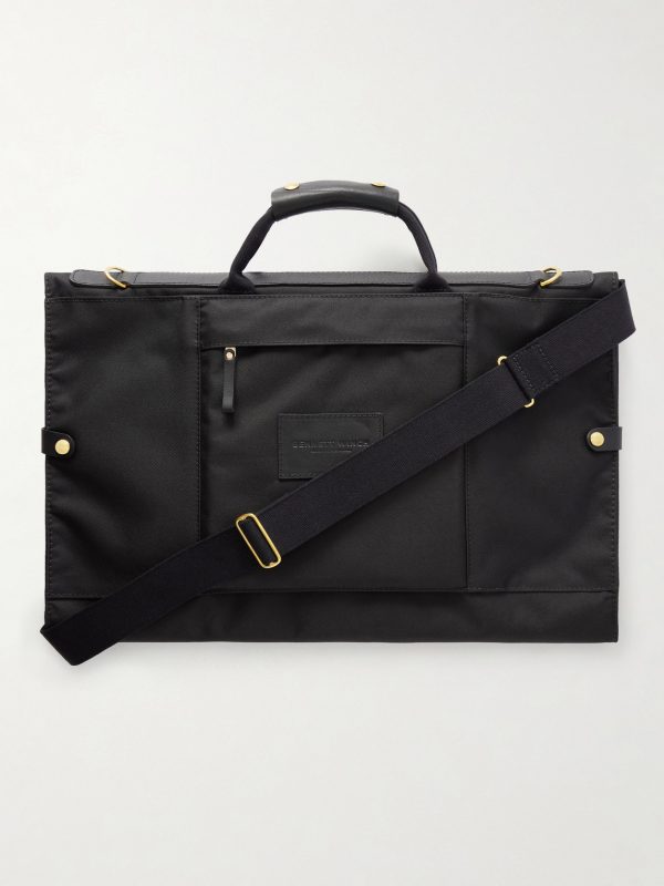 Trifold Leather-Trimmed Cotton-Canvas Suit Carrier