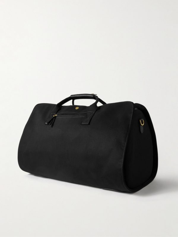 Leather-Trimmed Cotton-Canvas Suit Carrier and Holdall - BK