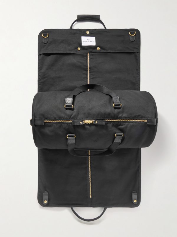Leather-Trimmed Cotton-Canvas Suit Carrier and Holdall - E2