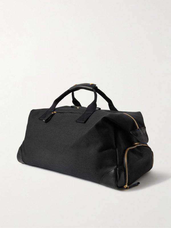 Weekender Leather-Trimmed Cotton-Canvas Holdall - BK
