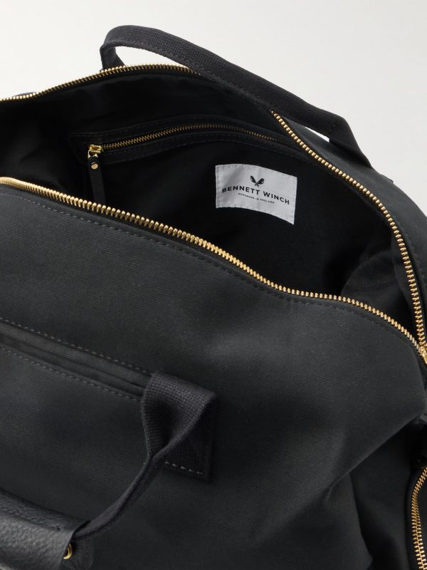 Weekender Leather-Trimmed Cotton-Canvas Holdall - E1