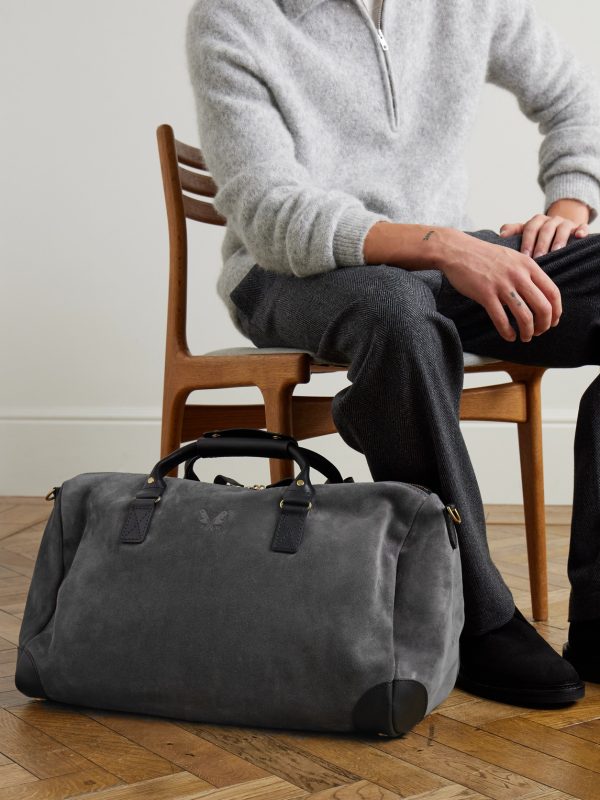 Commuter Leather-Trimmed Suede Holdall - OU Commuter Leather-Trimmed Suede Holdall - OU