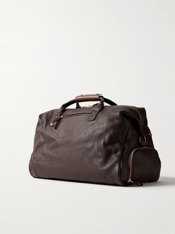 Logo-Debossed Full-Grain Leather Weekend Bag - BK